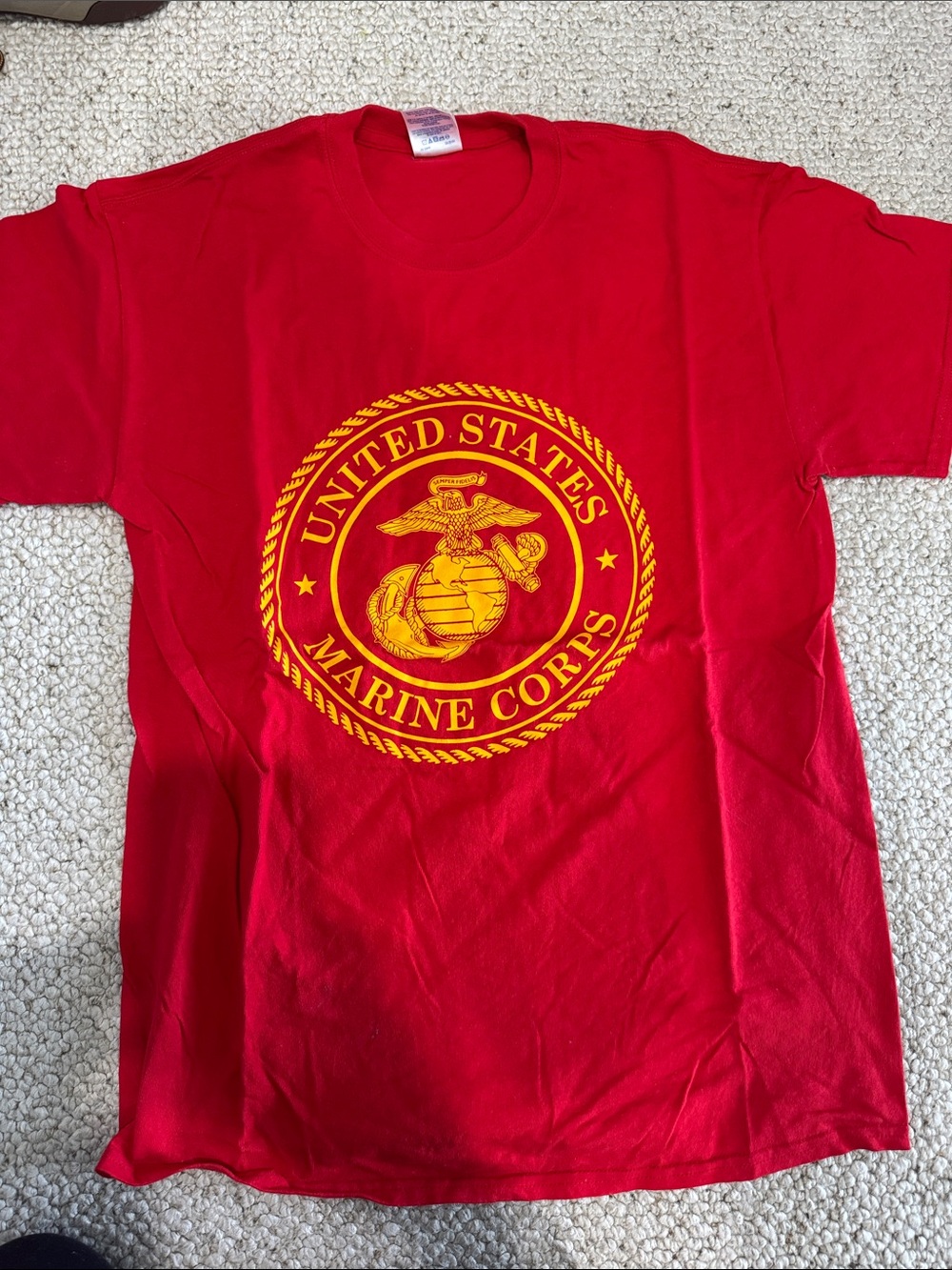 Gildan Red T‑Shirt with Yellow United States Marine Corps Seal